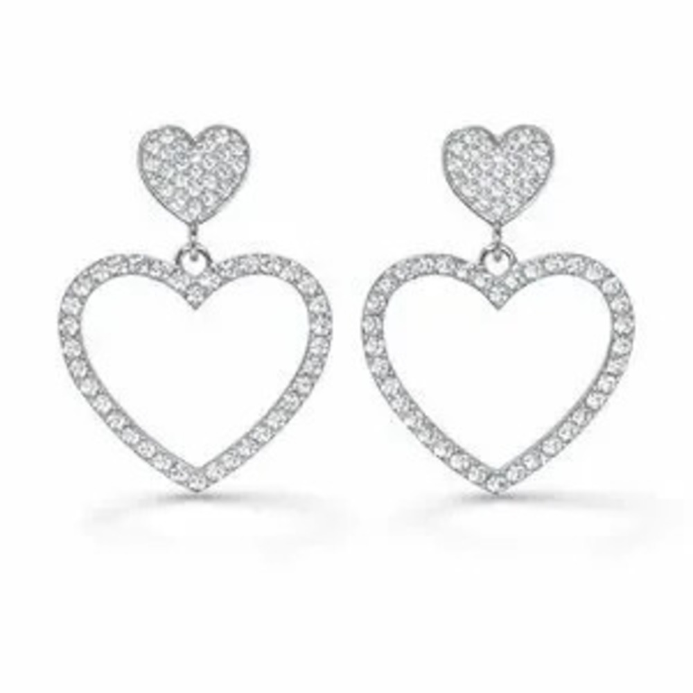 Elegant Silver Heart Earrings